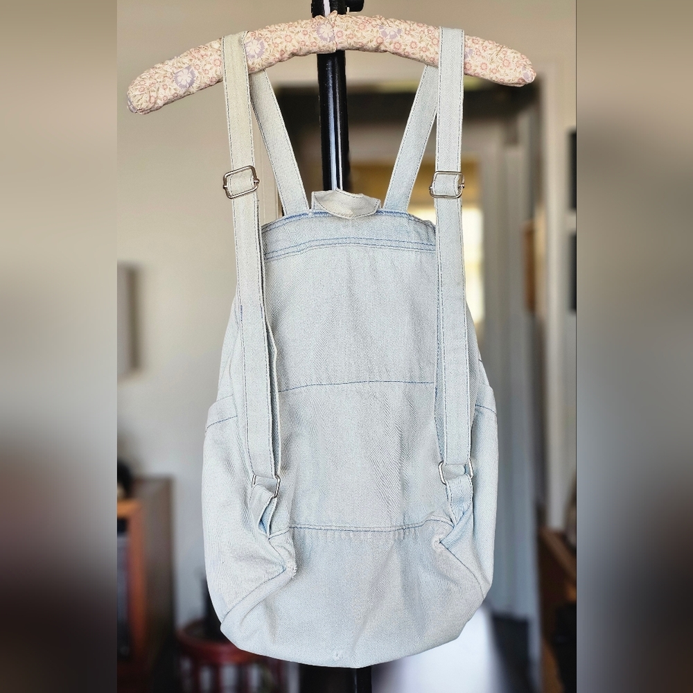 BAGGU Washed Denim Drawstring Backpack RARE - Picture 6 of 11